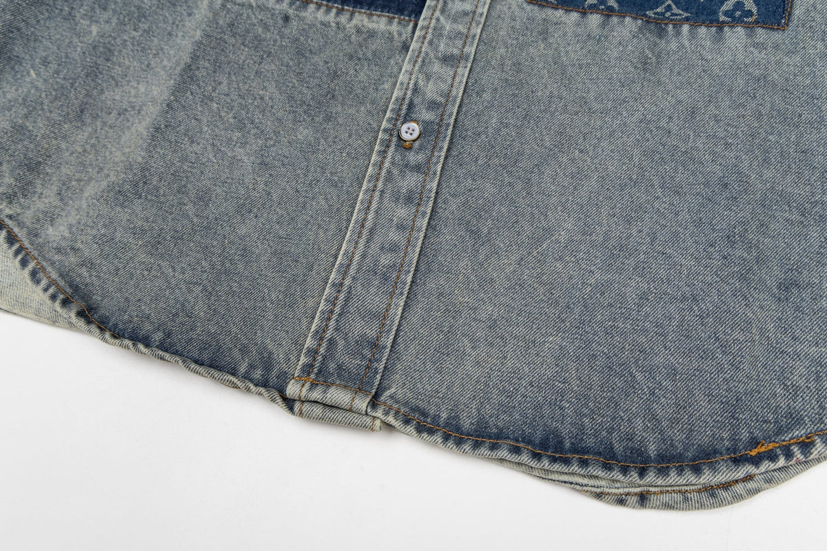 260910 New high-quality distressed patchwork loose-fitting denim jacket