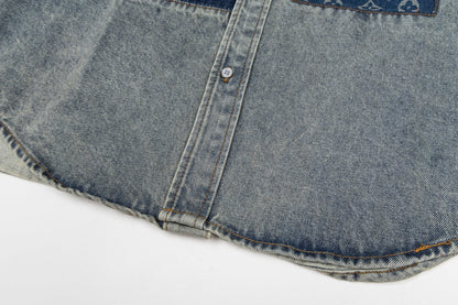 260910 New high-quality distressed patchwork loose-fitting denim jacket