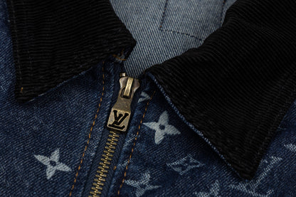 260910 New high-quality full-print zipper denim canvas jacket