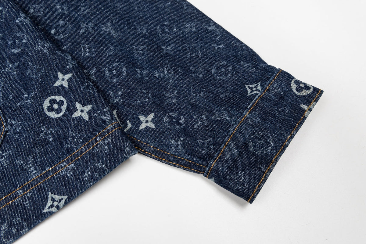 260910 New high-quality full-print zipper denim canvas jacket