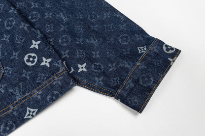 260910 New high-quality full-print zipper denim canvas jacket