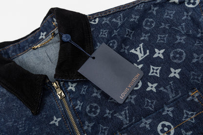 260910 New high-quality full-print zipper denim canvas jacket