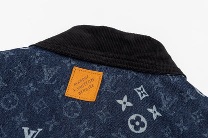 260910 New high-quality full-print zipper denim canvas jacket