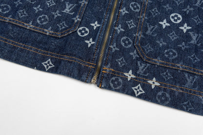 260910 New high-quality full-print zipper denim canvas jacket