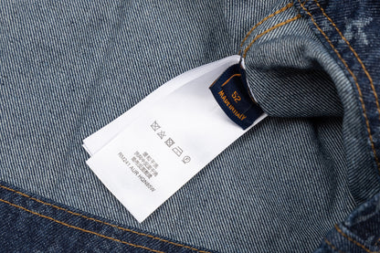 260910 New high-quality full-print zipper denim canvas jacket