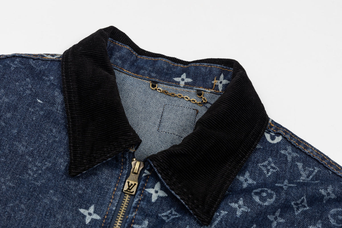 260910 New high-quality full-print zipper denim canvas jacket