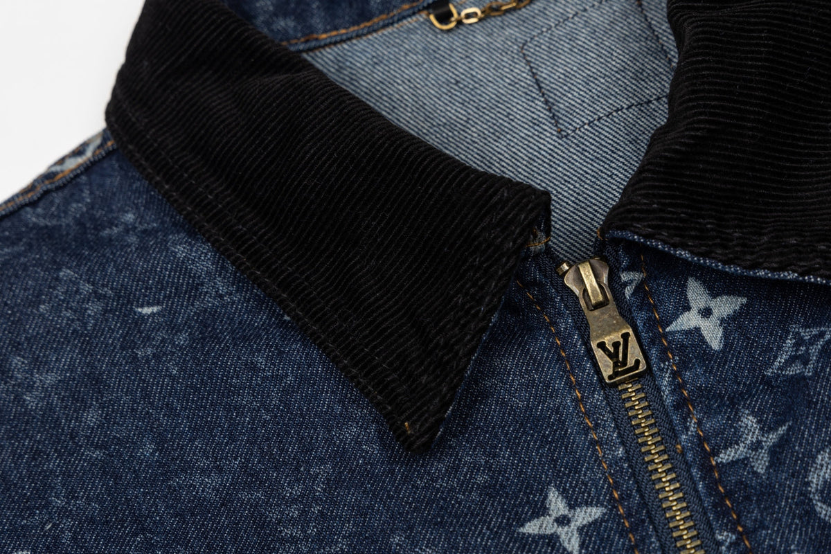 260910 New high-quality full-print zipper denim canvas jacket