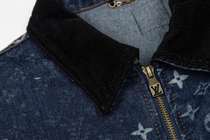 260910 New high-quality full-print zipper denim canvas jacket