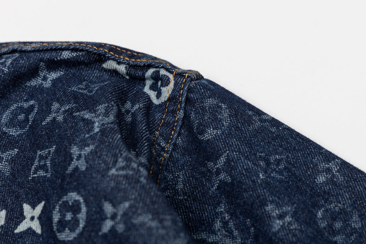 260910 New high-quality full-print zipper denim canvas jacket
