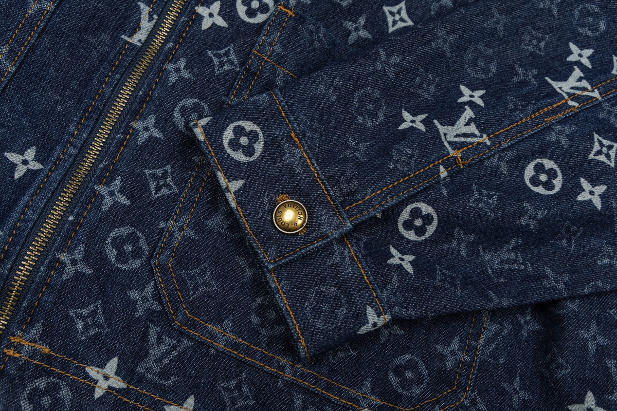 260910 New high-quality full-print zipper denim canvas jacket