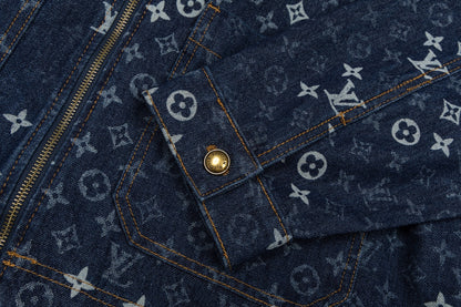 260910 New high-quality full-print zipper denim canvas jacket