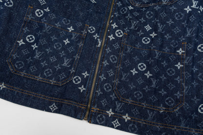 260910 New high-quality full-print zipper denim canvas jacket