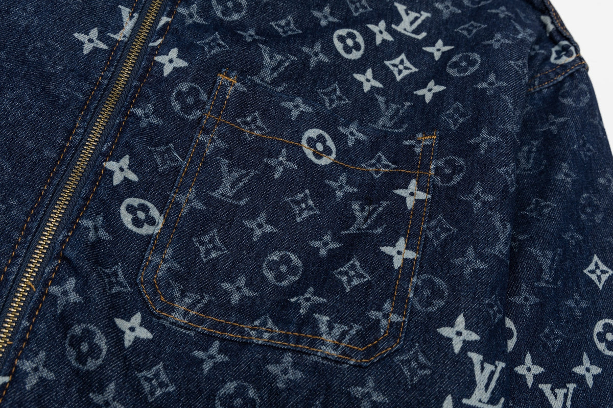 260910 New high-quality full-print zipper denim canvas jacket