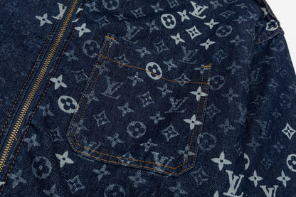 260910 New high-quality full-print zipper denim canvas jacket