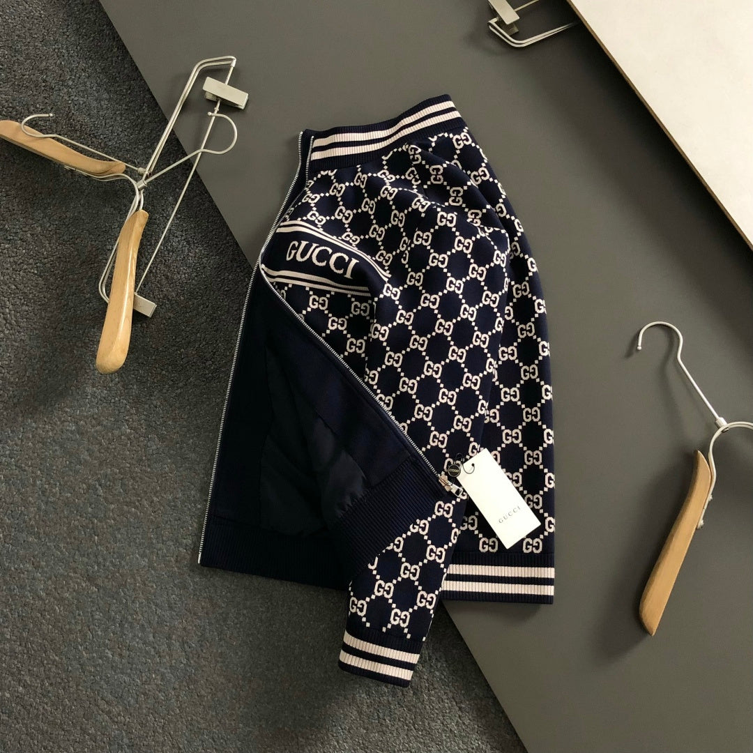 260910 New top-quality wool blend soft and comfortable zipper printed jacket coat