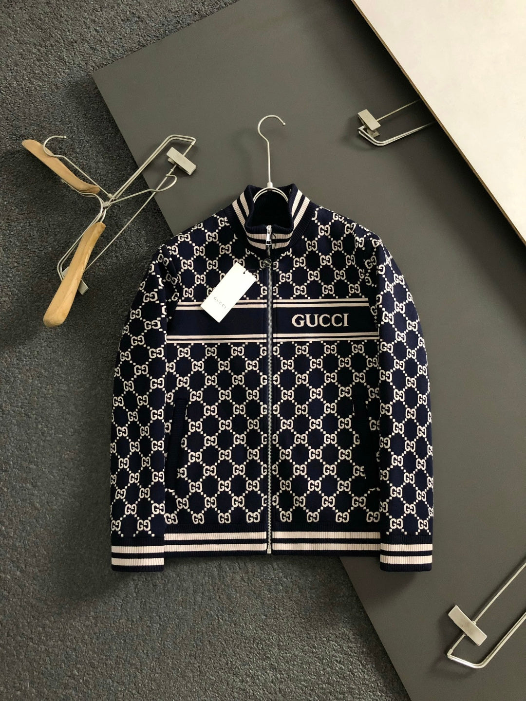 260910 New top-quality wool blend soft and comfortable zipper printed jacket coat