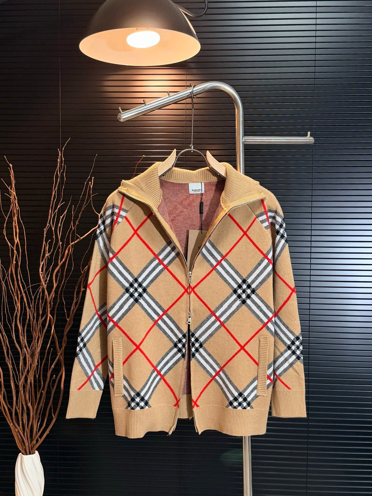 260910 New high-quality old money style plaid collar jacket and sweater coat