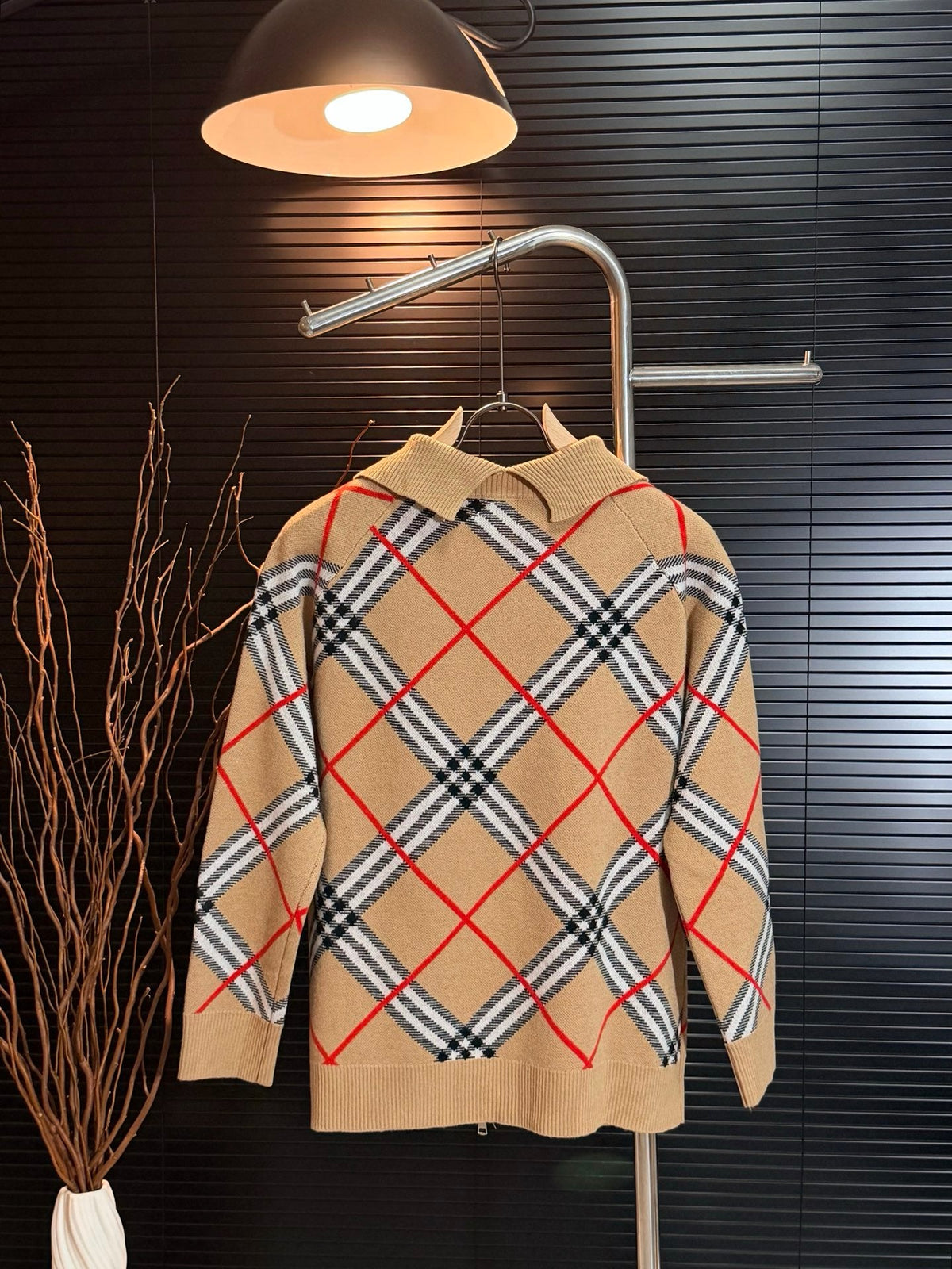 260910 New high-quality old money style plaid collar jacket and sweater coat