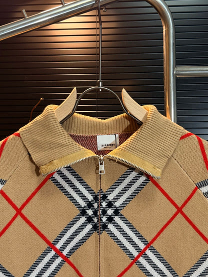 260910 New high-quality old money style plaid collar jacket and sweater coat