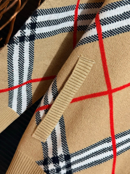 260910 New high-quality old money style plaid collar jacket and sweater coat