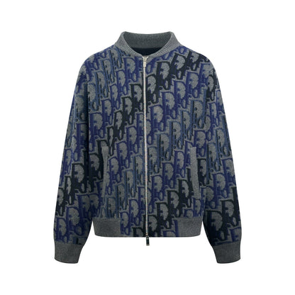 260917 New high-quality gradient-printed zipper pullover sweater jacket