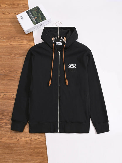 260917 New high-quality classic jacquard pattern paired with leather drawstring pullover shirt