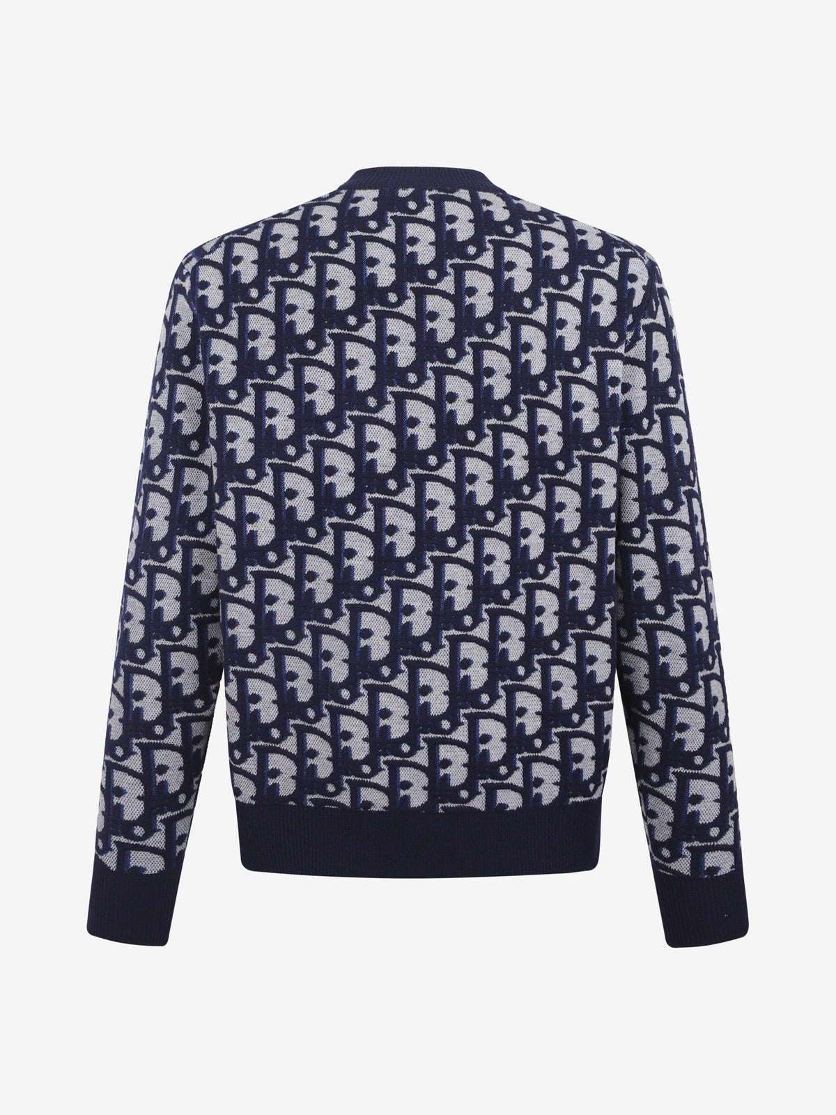 260917 New high-quality blue jacquard printed fine knitted sweater