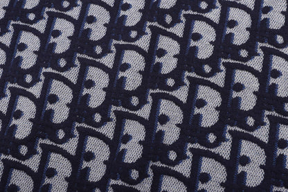 260917 New high-quality blue jacquard printed fine knitted sweater
