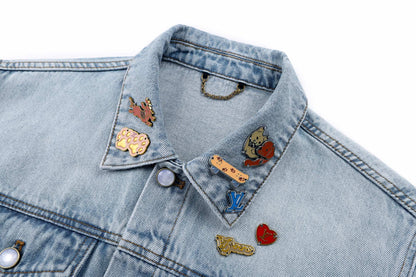 260917 New high-quality blue denim hardware decorated comfortable denim jacket