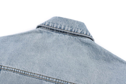 260917 New high-quality blue denim hardware decorated comfortable denim jacket