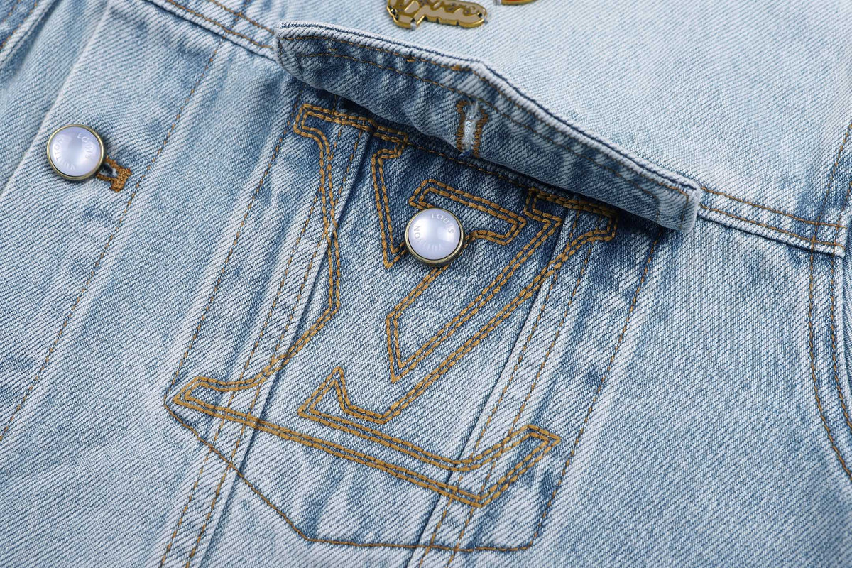 260917 New high-quality blue denim hardware decorated comfortable denim jacket