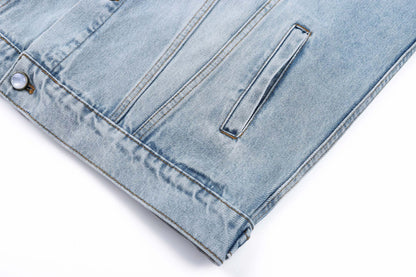 260917 New high-quality blue denim hardware decorated comfortable denim jacket