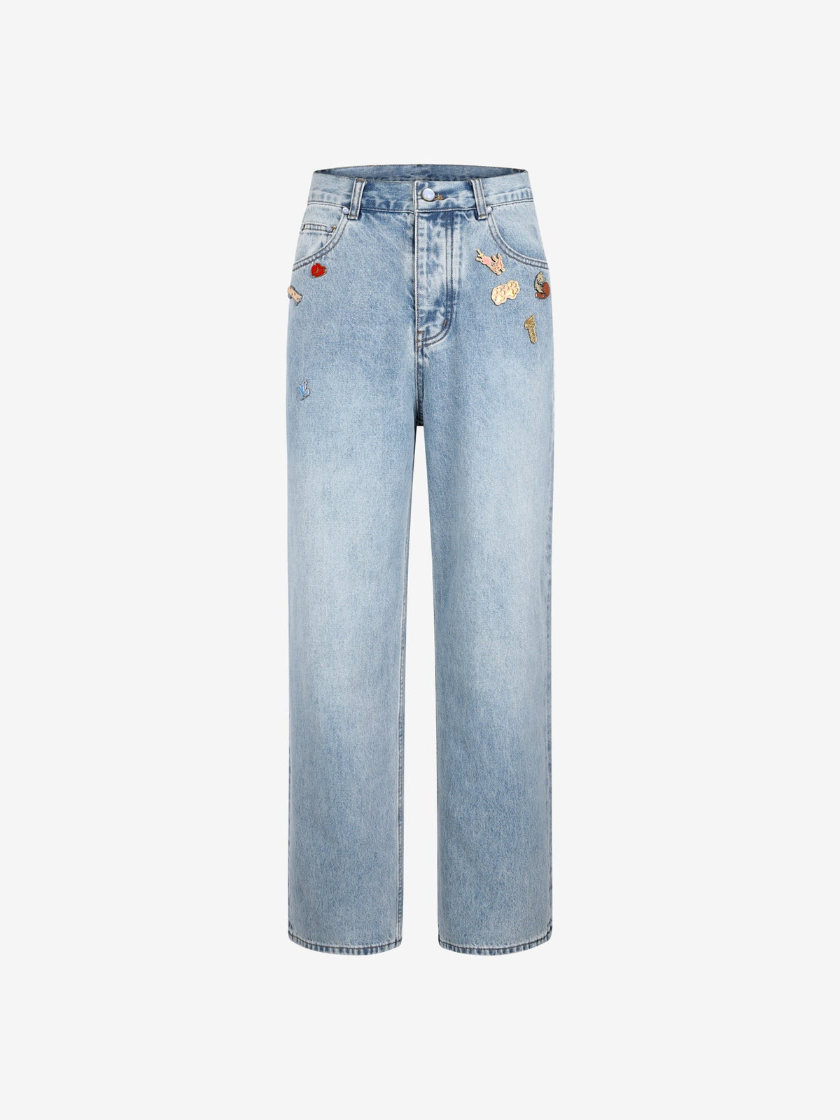260917 New high-quality blue denim men's casual pants with stylish hardware accents