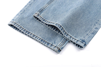 260917 New high-quality blue denim men's casual pants with stylish hardware accents