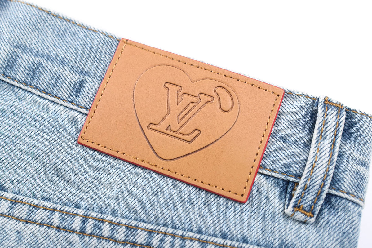 260917 New high-quality blue denim men's casual pants with stylish hardware accents