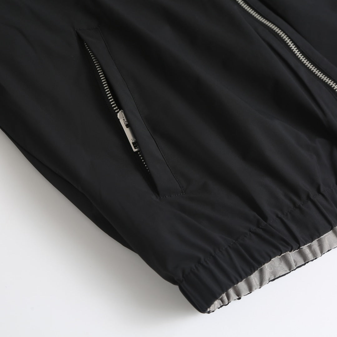 260917 New high-quality full-print jacquard textured stripe zipper jacket coat