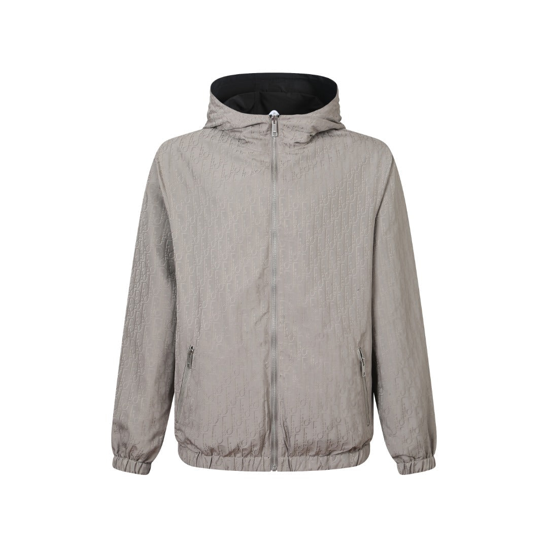 260917 New high-quality full-print jacquard textured stripe zipper jacket coat