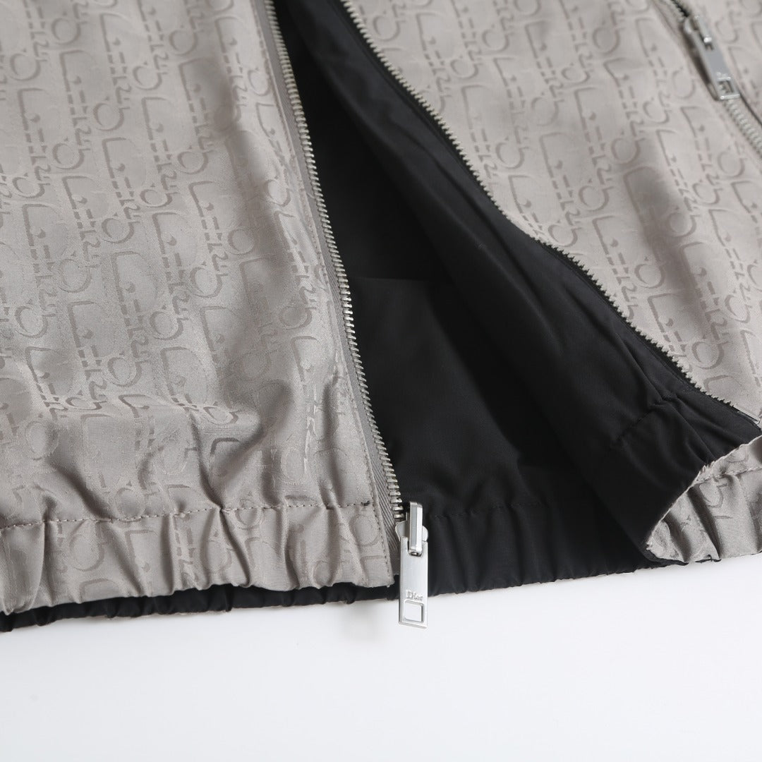 260917 New high-quality full-print jacquard textured stripe zipper jacket coat