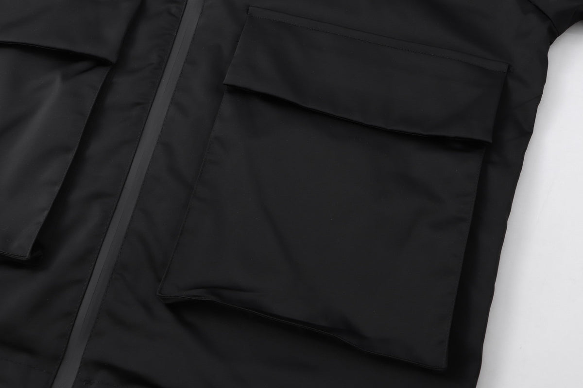 260917 New high-quality large-pocket workwear style stand-up collar hooded coat