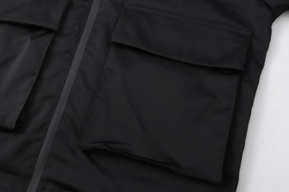 260917 New high-quality large-pocket workwear style stand-up collar hooded coat