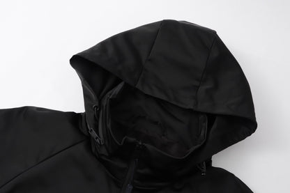 260917 New high-quality large-pocket workwear style stand-up collar hooded coat