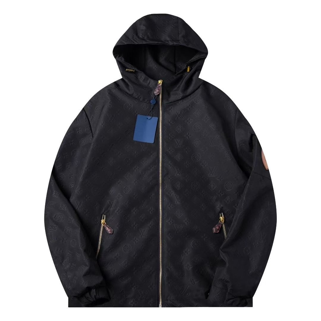 260917 New high-quality full-print workwear style stand-up collar hooded coat