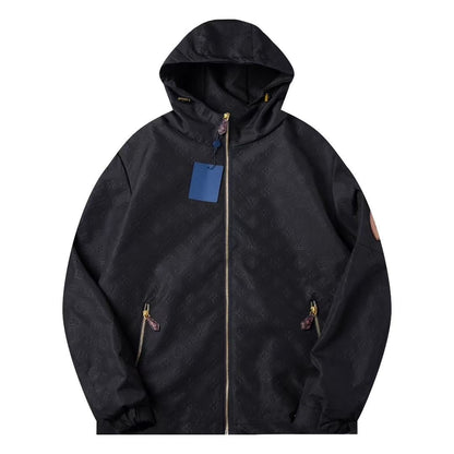 260917 New high-quality full-print workwear style stand-up collar hooded coat