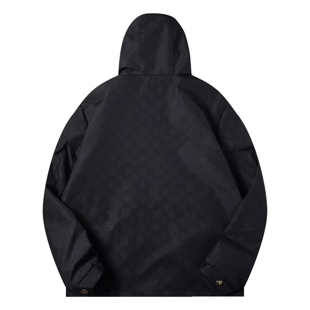 260917 New high-quality full-print workwear style stand-up collar hooded coat