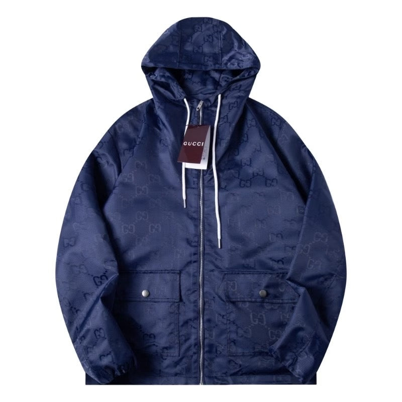 260917 New high-quality full-print workwear style stand-up collar hooded coat