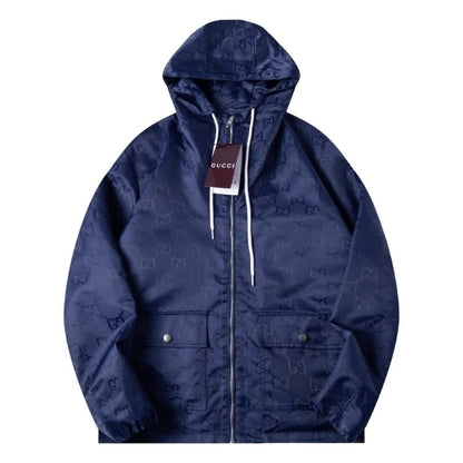 260917 New high-quality full-print workwear style stand-up collar hooded coat