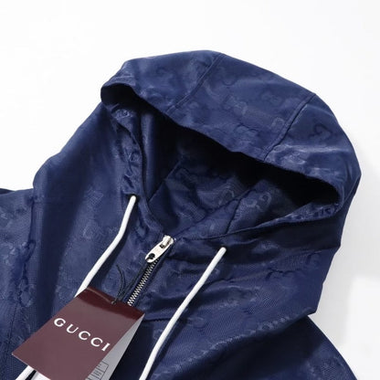 260917 New high-quality full-print workwear style stand-up collar hooded coat