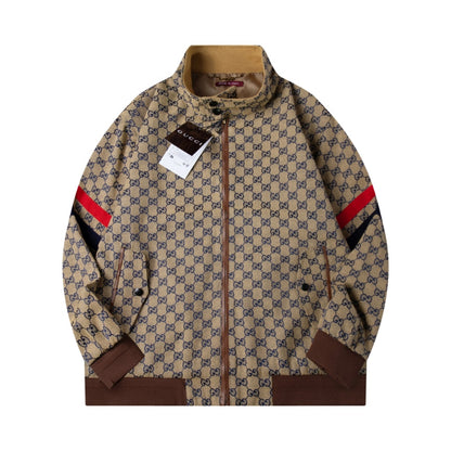 260917 New high-quality full-print workwear style stand-up collar coat