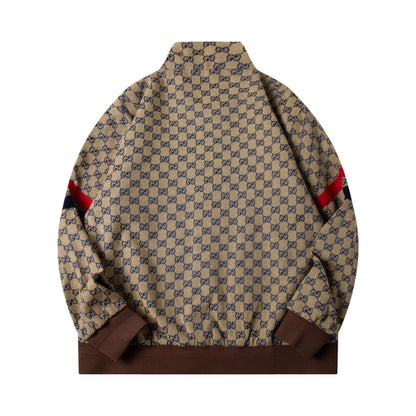260917 New high-quality full-print workwear style stand-up collar coat