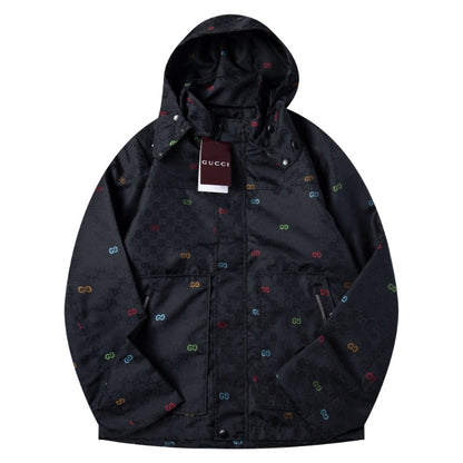 260917 New high-quality heavy-duty full-print windproof jacket with zipper closure